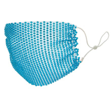 Load image into Gallery viewer, Aqua Rhinestone Mesh Fashion Mask
