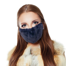 Load image into Gallery viewer, Navy Faux Fur Mask

