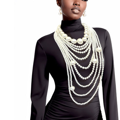 Luxe Elegance: Cream Multi-Strand Pearl Set