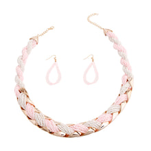 Load image into Gallery viewer, Pink and White Bead Twisted Necklace
