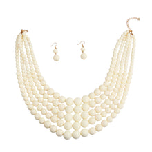 Cargar imagen en el visor de la galería, Ivory Bead 5 Strand Necklace
