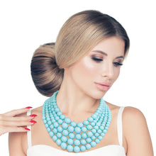 Cargar imagen en el visor de la galería, Sea Blue Bead 5 Strand Necklace
