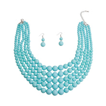 Load image into Gallery viewer, Sea Blue Bead 5 Strand Necklace
