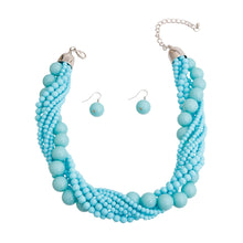 Load image into Gallery viewer, Light Blue Bead Twisted Necklace
