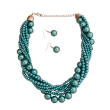 Load image into Gallery viewer, Teal Pearl Twisted Strand Set
