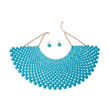 Load image into Gallery viewer, Blue Bead Bib Necklace Set
