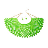 Lime Bead Bib Necklace Set