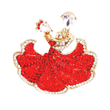 Load image into Gallery viewer, Red Dancing Pair Stone Brooch
