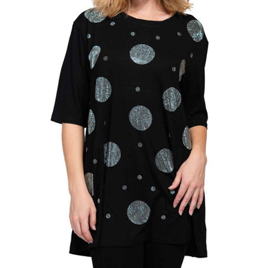 Short Sleeve T-Shirt Black Bling Circles for Women