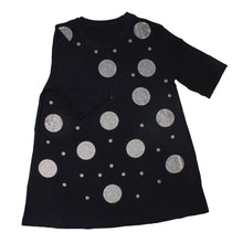 Load image into Gallery viewer, Short Sleeve T-Shirt Black Bling Circles for Women
