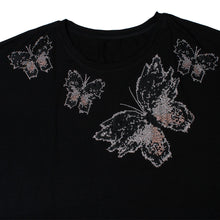 Cargar imagen en el visor de la galería, Bat Wing Sleeve T-Shirt Black Butterfly for Women
