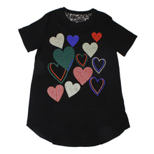 Load image into Gallery viewer, Short Sleeve T-Shirt Black Bling Hearts for Women
