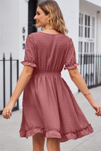 Load image into Gallery viewer, Swiss Dot Frill Trim Flounce Sleeve V-Neck Dress

