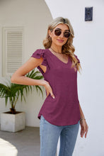 Cargar imagen en el visor de la galería, Smocked Flutter Sleeve V-Neck Top
