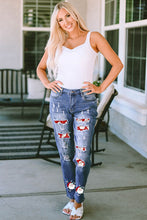 Load image into Gallery viewer, Santa Graphic Distressed Jeans with Pockets
