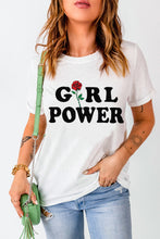 Load image into Gallery viewer, GIRL POWER Rose Graphic Tee Shirt
