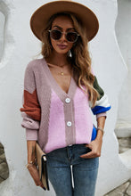 Load image into Gallery viewer, Contrast Button Front V-Neck Cardigan
