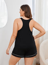 Cargar imagen en el visor de la galería, Conjunto de camiseta sin mangas con espalda nadadora y pantalón corto con ribete en contraste de talla grande
