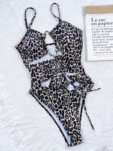 Cargar imagen en el visor de la galería, Leopard Cutout Tied One-Piece Swimsuit
