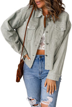 Load image into Gallery viewer, Raw Hem Button Down Corduroy Jacket with Pockets
