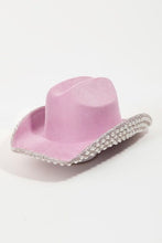 Cargar imagen en el visor de la galería, Fame Pave Rhinestone Pearl Trim Cowboy Hat
