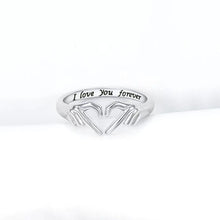 Cargar imagen en el visor de la galería, Hand Heart Shape 925 Sterling Silver Open Ring
