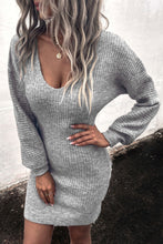 Cargar imagen en el visor de la galería, Ribbed Long Sleeve Sweater Dress
