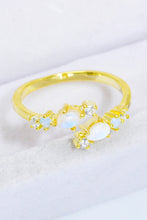 Load image into Gallery viewer, Natural Moonstone and Zircon Open Ring
