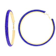 Load image into Gallery viewer, Royal Blue and Gold Rhinestone Hoops
