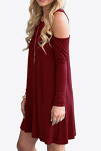 Load image into Gallery viewer, Cold-Shoulder Long Sleeve Round Neck Dress
