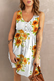 Vestido sin mangas con botones y estampado de girasoles