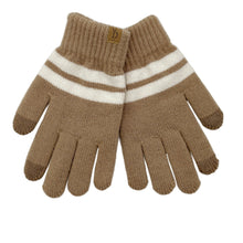 Load image into Gallery viewer, Camel Stripe Knit Touch Gloves
