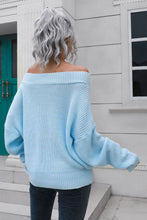 Load image into Gallery viewer, Off-Shoulder Ribbed Long Sleeve Pullover Sweater
