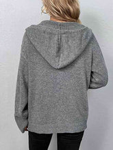 Cargar imagen en el visor de la galería, Button Up Drawstring Long Sleeve Hooded Cardigan
