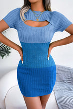 Cargar imagen en el visor de la galería, Color Block Cutout Short Sleeve Sweater Dress
