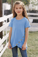 Load image into Gallery viewer, Girls Buttoned Tulip Hem T-Shirt
