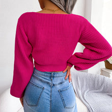 Load image into Gallery viewer, Tie-Front Rib-Knit Cropped Sweater
