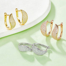 Load image into Gallery viewer, Moissanite 925 Sterling Silver Leaf Huggie Earrings
