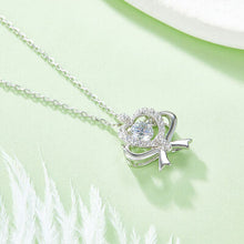 Cargar imagen en el visor de la galería, Moissanite 925 Sterling Silver Bow &amp; Heart Necklace
