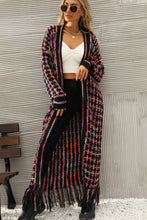 Cargar imagen en el visor de la galería, Multicolored Open Front Fringe Hem Cardigan
