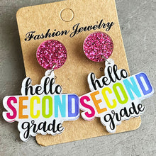 Cargar imagen en el visor de la galería, HELLO SECOND GRADE Acrylic Dangle Earrings
