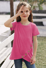 Cargar imagen en el visor de la galería, Girls Buttoned Tulip Hem T-Shirt

