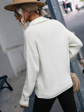 Load image into Gallery viewer, Rib-Knit Zip Up Collared Cardigan
