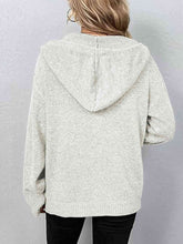 Cargar imagen en el visor de la galería, Button Up Drawstring Long Sleeve Hooded Cardigan
