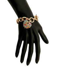 Load image into Gallery viewer, Multi Color Rhinestone Heart Toggle Bracelet
