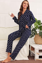 Load image into Gallery viewer, Star Print Button-Up Shirt and Pants Lounge Set
