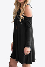 Load image into Gallery viewer, Cold-Shoulder Long Sleeve Round Neck Dress

