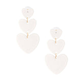 White Graduated Triple Earrings