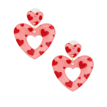 Load image into Gallery viewer, Pink Red Glitter Heart Earrings
