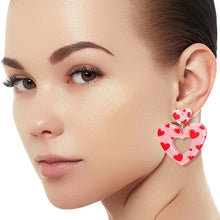Load image into Gallery viewer, Pink Red Glitter Heart Earrings

